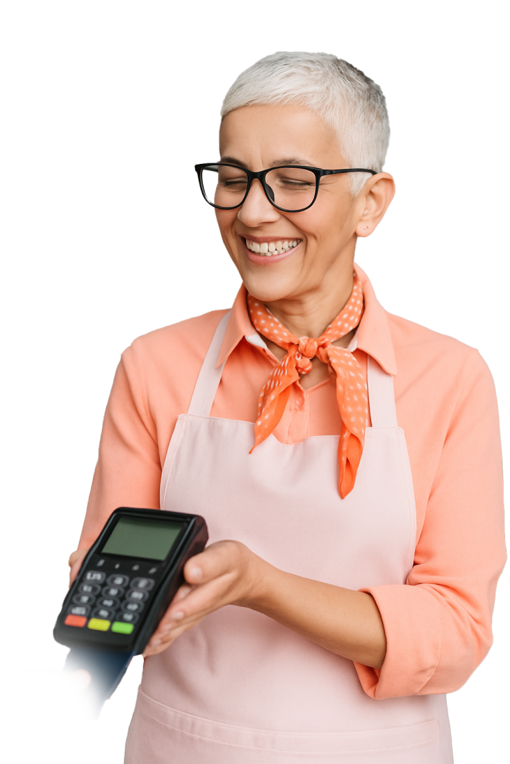 Mutlu kadın telefon ile zıplıyor